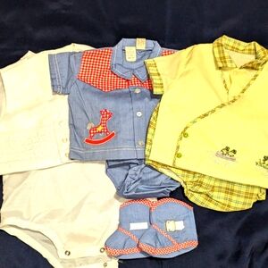 Lot of Vintage Baby Boy Outfits Size 0-6 Months